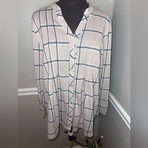 Soft Surrondings womens pink Plaid Tunic‎ shirt PL